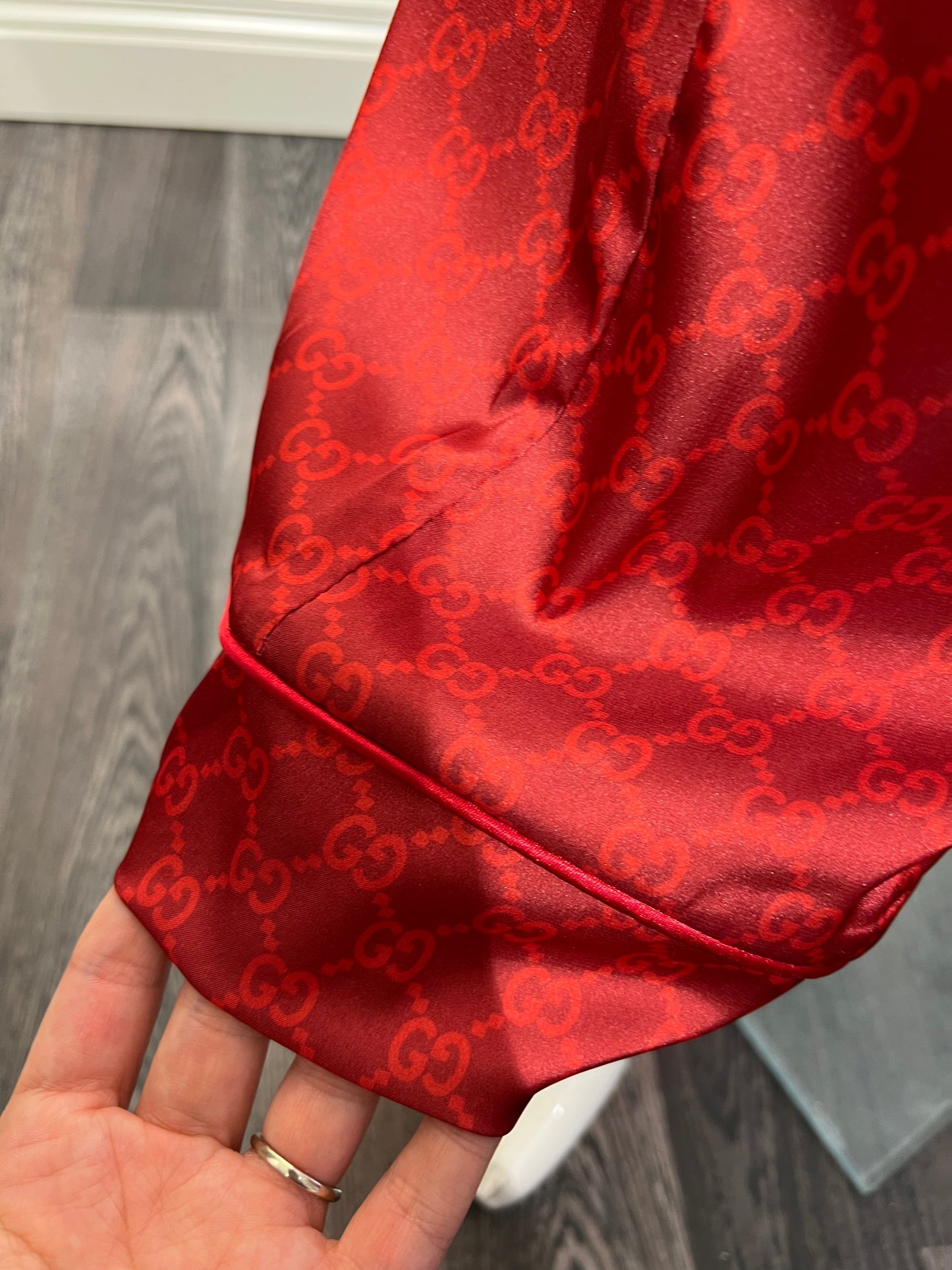 KIM RED SILK PIJAMA + ROBE