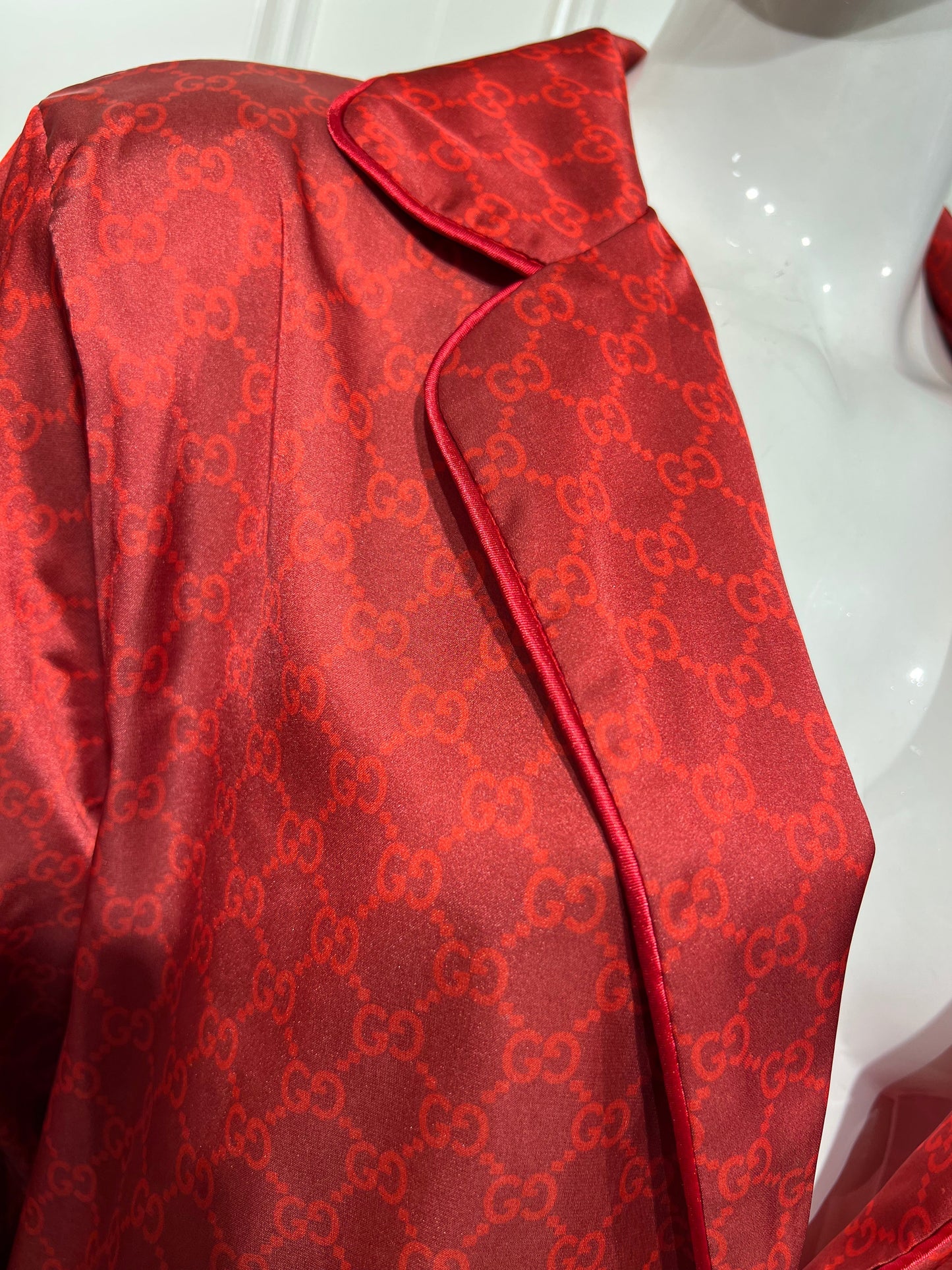 KIM RED SILK PIJAMA + ROBE